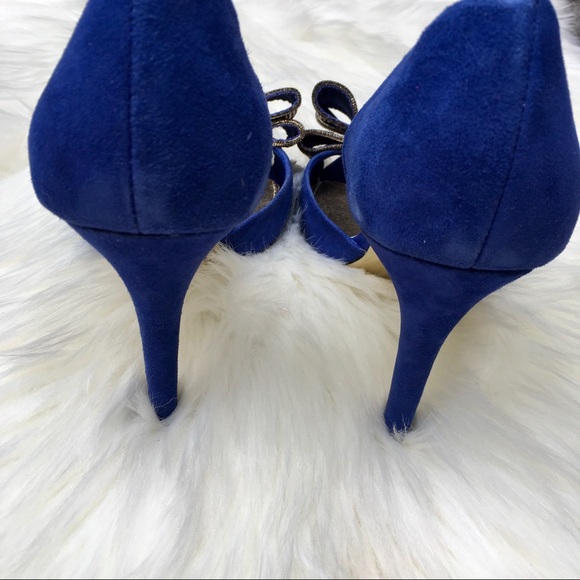 🎀NWT Betsey Johnson Glendah Blue/Gold Heels - Picture 7 of 16